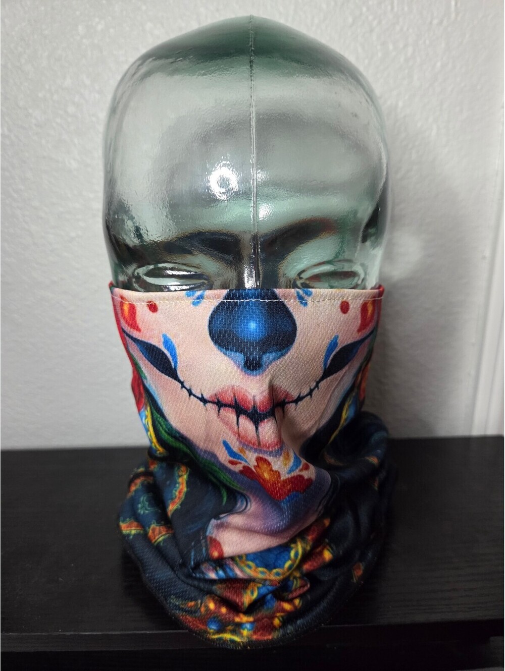 Colorful Sugar Skull Face Mask Neck Gaiter Bandana